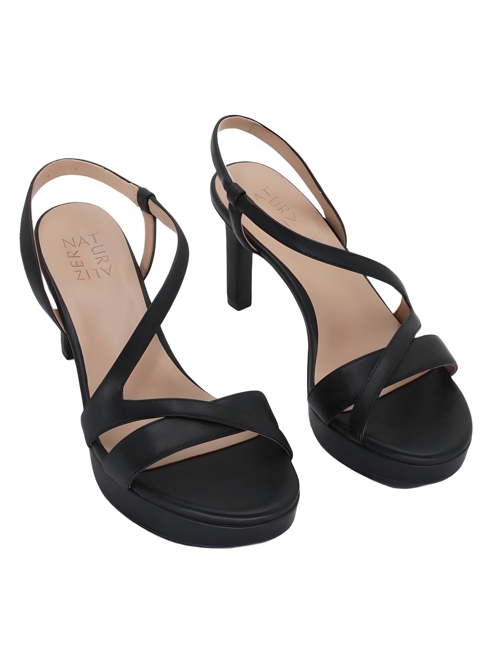 Naturalizer Abby Black Strappy Open Square Toe Block Heel Sandals Size 7.5M